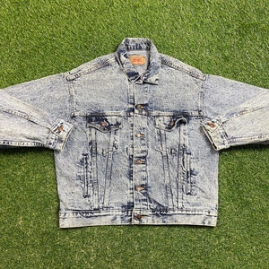 Vintage Levi&#39;s Strauss Jean Jacket Made USA Large L American USA Classic Blue Jean Jacket Button Down 1990s 90sOriginal