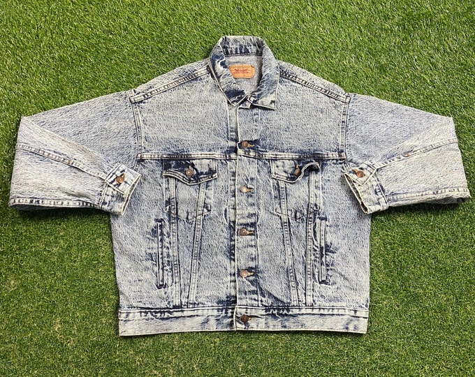 Vintage Levi's Strauss Jean Jacket Made USA Large L American USA Classic Blue Jean Jacket Button Down 1990s 90sOriginal