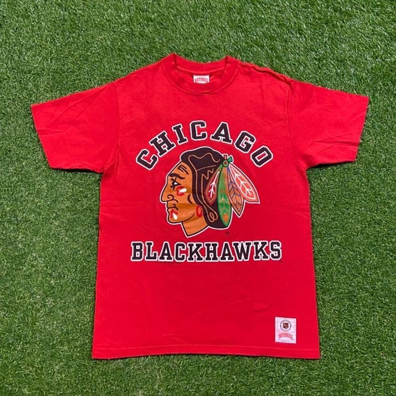 Vintage Chicago Blackhawks Hockey Red Nutmeg T-Shirt Large Excellent  Condition