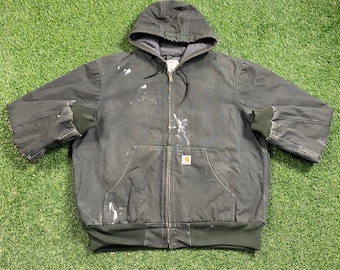 Vintage Carhartt Hoodie Jacket Made USA Size Xtra Large XL 90s American Apparel  Warm Cozy Winter Comfy Hunting Hiking Work Wear Distressed