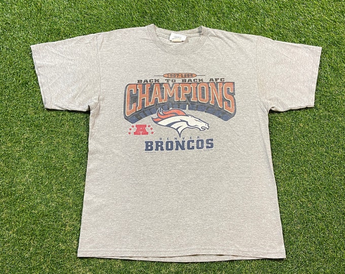 Vintage Denver Broncos T Shirt Tee CSA Size Medium M NFL Football Colorado John Elway Super Bowl 1990s 90s