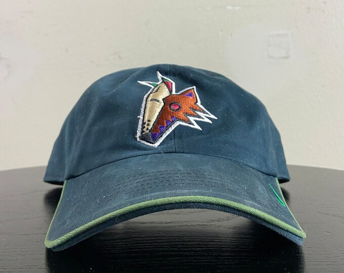Vintage Phoenix Coyotes Strap Back Hat Nike OSFA NHL Hockey Arizona Yotes 1990s 90s