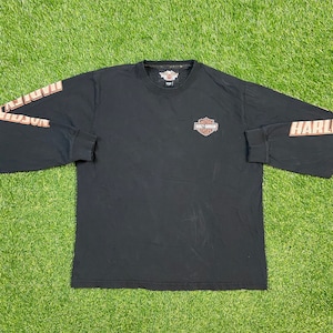 Vintage Harley-Davidson Koszulka z długim rękawem Rozmiar L Hog Biker Motocykle Lata 90. Lata 90. Czarny