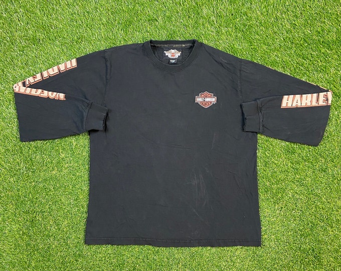 Vintage Harley-Davidson Long Sleeve T Shirt Tee Size Large L Hog Biker Motorcycles 1990s 90s Black