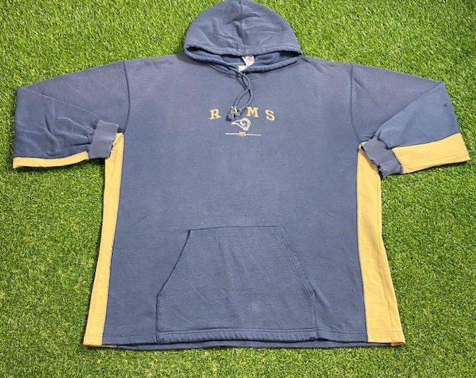 Vintage St Louis Rams Hoodie Sweatshirt Size XXL 2XL NFL Football Los Angeles LA California 1990s 90s Pull Over Oversized