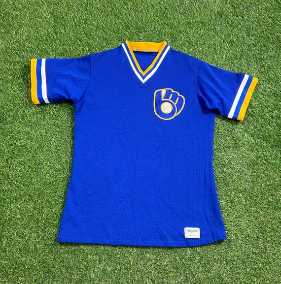 Vintage Milwaukee Brewers Jersey Majestic Made Usa Size Small 