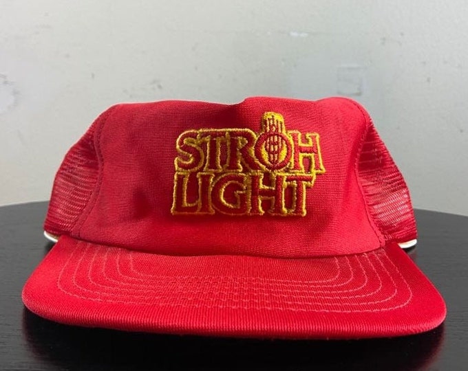 Vintage Stroh's Snapback Hat Made USA Size 6 3/4 - 7 1/2 Classic Trucker Cap Beer Alcohol Brewery 1990s 90s