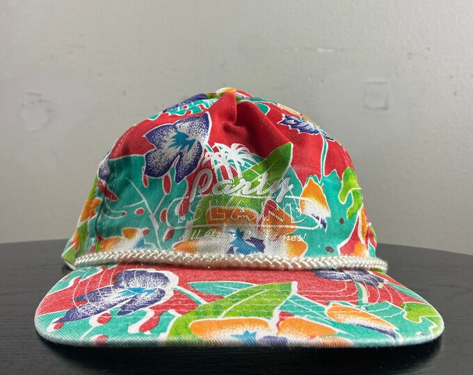 Vintage Party Island Floral Snapback Hat Cap OSFA Cameo Hawaii Beach Summer Tropical Classic Party Floral Quality 1980s 80s