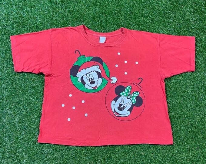 Vintage Mickey Mouse Christmas T Shirt Tee Size Large L Walt Disney World Classic Mickey XMAS Holiday 1990s 90s
