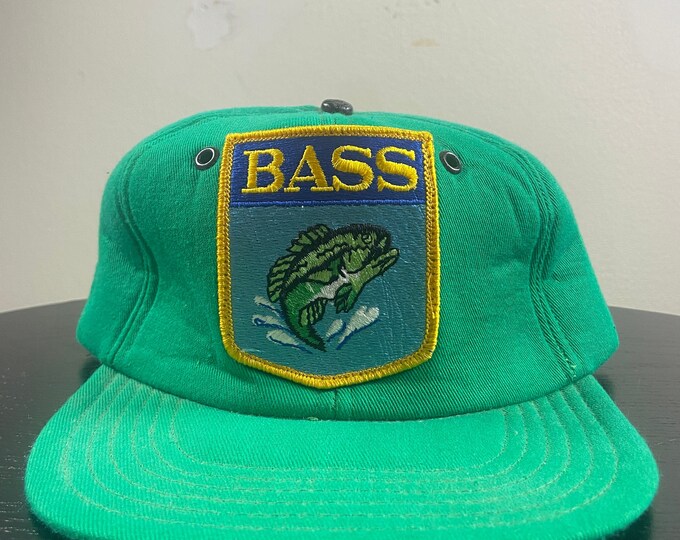 Vintage Bass Snapback Hat Outdoor Cap Made USA OSFA Bass Pro Shops Fishing Hunting Nature 1980s 80s