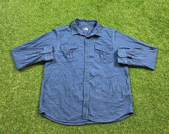 Vintage The North Face Button Down Shirt Size Xtra Large XL Hiking Winter Apparel Never Stop Exploring