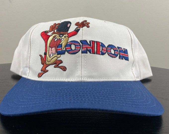 Vintage London Taz Snapback Hat OSFA Looney Tunes Warner Bros Bugs Bunny United Kingdom UK 1990s 90s