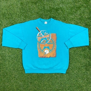 Vintage Miami Dolphins Crewneck sudadera fruto del telar hecho USA Tamaño Xtra Grande XL NFL Fútbol Florida Dan Marino Detener Cómodo 90s