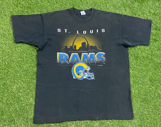 Vintage St Louis Rams T Shirt Tee Made USA Size Xtra Large XL NFL Football Missouri Los Angeles 1990s 90s