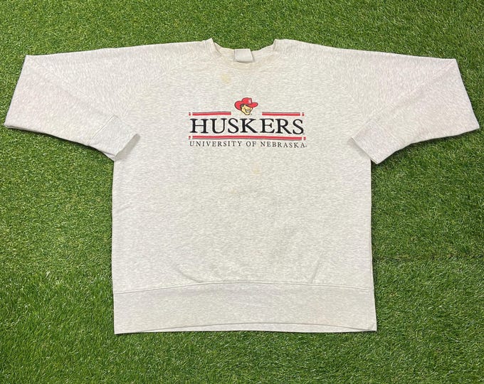 Vintage University of Nebraska Cornhuskers Crewneck Sweatshirt Champion Size XL NCAA College Football 1990s 90s Pull Over Oversized