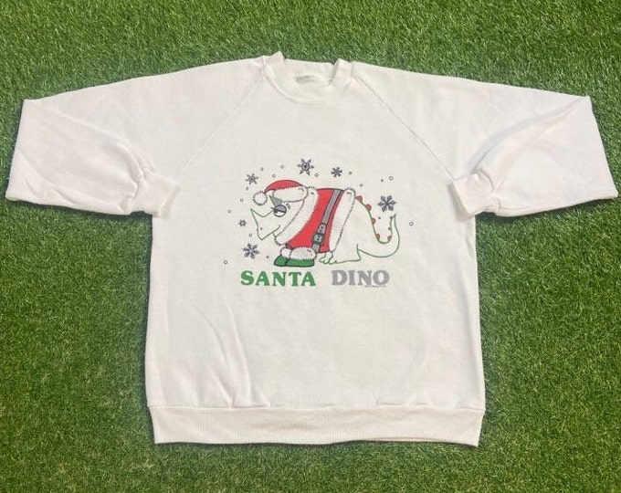 Ugly Christmas Sweater Sweatshirt Santa Dino Vintage Tacky Holiday Party Merry Santa Claus Classic Xmas Tree Size Medium M 80s 90s