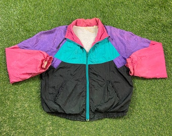 ジャケット Burmula : 24SS / GLOSSY LOGO WINDBREAKER (3COLORS) Vtg Jacket Womens 18 - 20 Windbreaker Color Block Track Suit