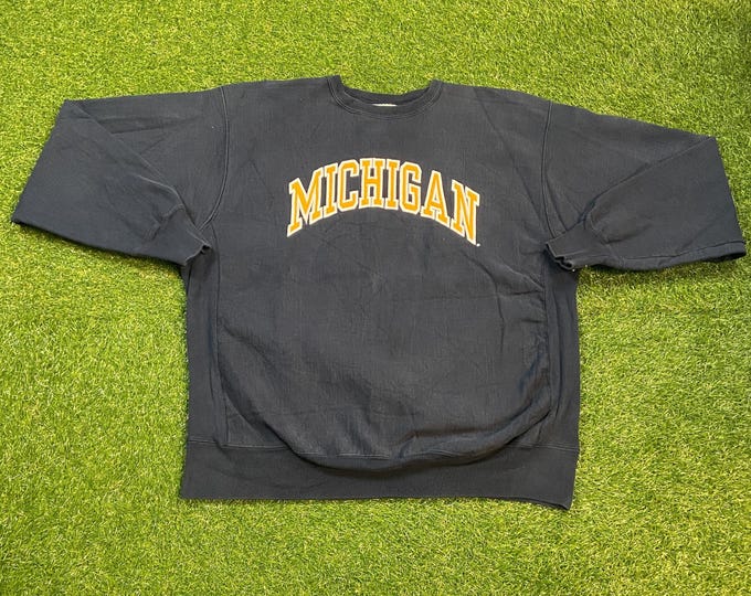 Vintage University of Michigan Wolverines Crewneck Sweatshirt Size XXL 2XL NCAA College Football Detroit Big House Pull Over Oversized 1990s