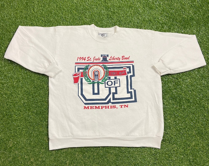 Vintage University Of Illinois Crewneck Sweatshirt Size Large L NCAA College Basketball Fighting Illini Classic Chief 1990s 90s Pull Over