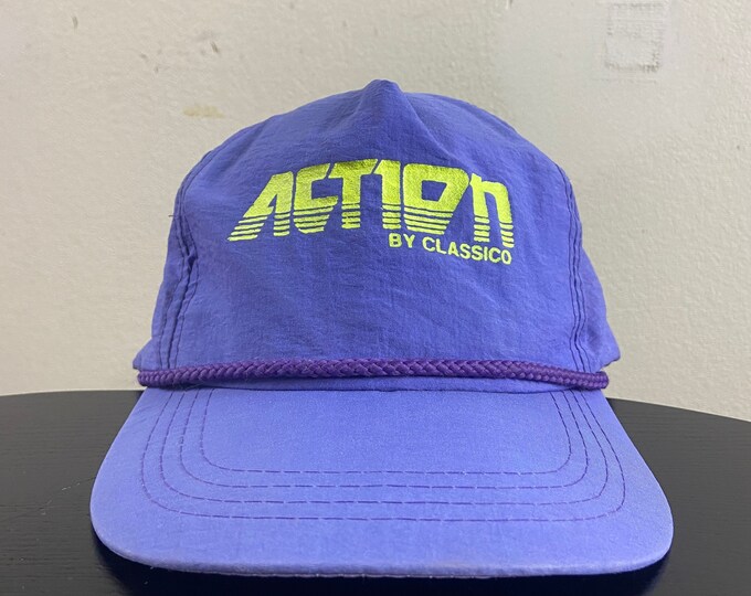 Vintage Action Snapback Hat OSFA Multicolor Classic Trucker Hat Rare Cap 1990s 90s