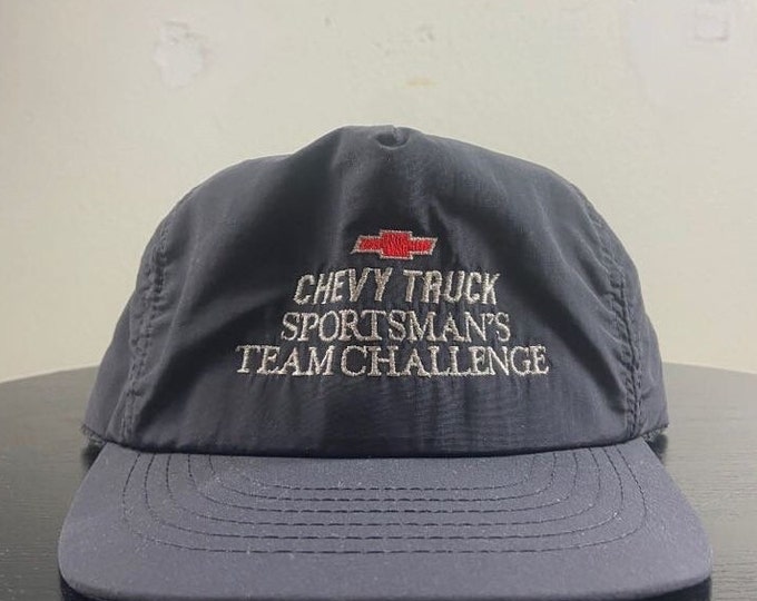 Vintage Chevy Truck Strap Back Hat Cap Made USA OSFA Chevrolet NASCAR Racing Daytona 500 1990s 90s