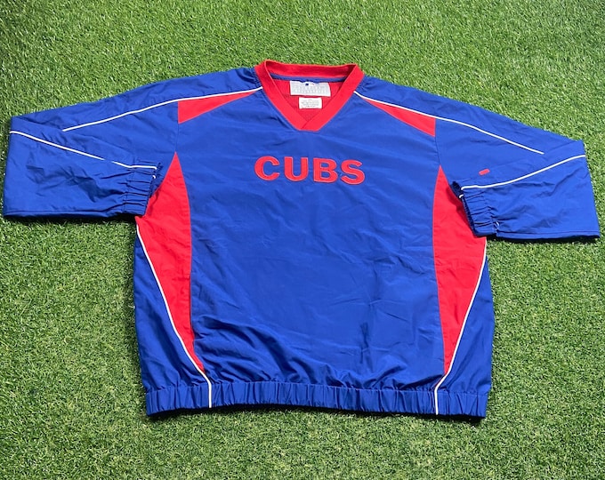 Vintage Chicago Cubs Windbreaker Pullover Jacket Size XXL 2XL MLB Baseball Illinois Wrigley Field 1990s 90s