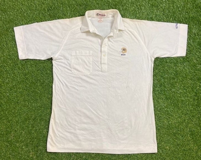 Vintage Notre Dame University Polo Shirt Antigua Made USA Size Medium M Fighting Irish 1990s Classic 80s NCAA College Football Golf Collar