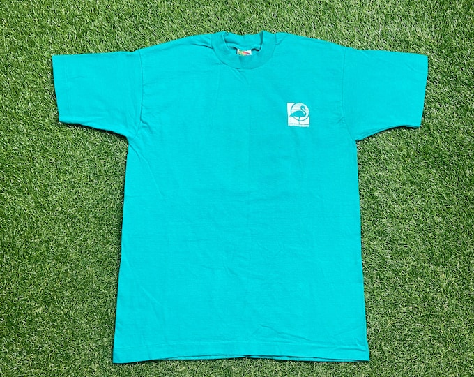 Vintage Florida Lottery Tenth Anniversary T Shirt Tee Fruit of the Loom Made USA Size Large L Cash Jackpot Money Gambling FL Flamingoes