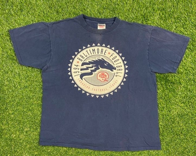 Vintage Baltimore Stallions T Shirt Tee Oneita Made USA Size Large Canada CFL Football 1990s 90s