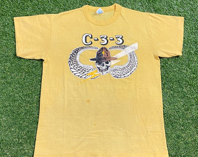 Vintage C-33 T Shirt Tee Made USA Size Medium M Military Transport Navy Marines Army United States Military Base Veteran 1990s 90s