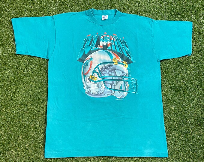 Vintage Miami Dolphins T Shirt Tee Made USA Size Xtra Large XL NFL Football 305 Florida Dan Marino 1990s 90s