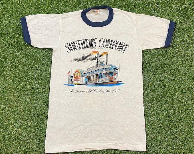 Vintage Southern Comfort T Shirt Tee Made USA Drink Alcohol Party Night Life Classic Liquor Whisky Liqueur 1980s 80s