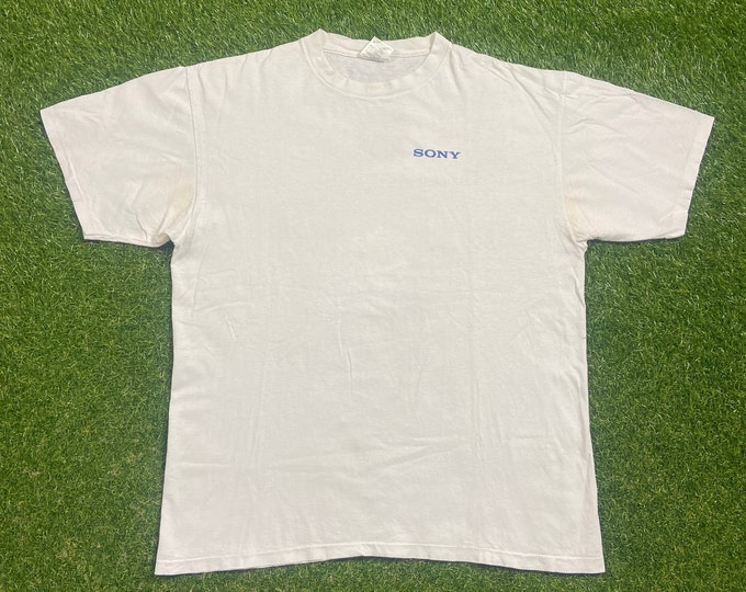 Vintage Sony T Shirt Tee Made USA Size Xtra Large XL Auto Sound Television Movies PlayStation 1990s 90s