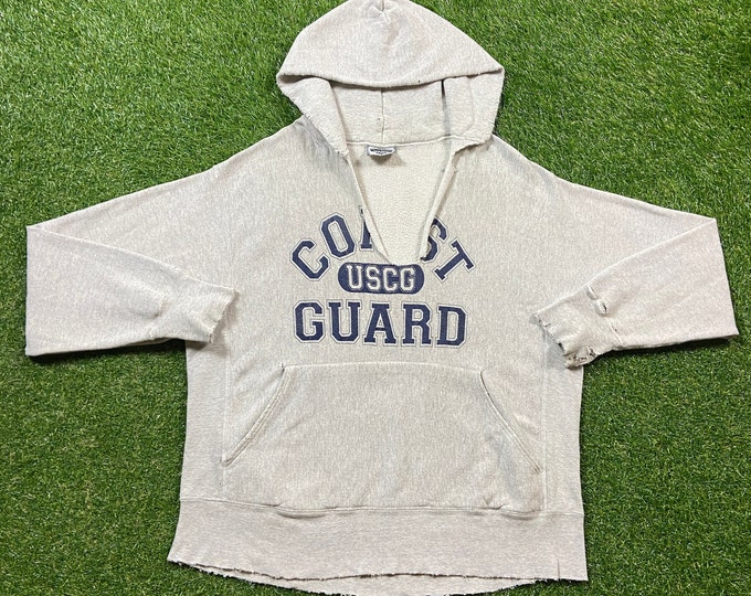 Vintage United States Coast Guard Hoodie Sweatshirt Lee Made USA Size Xtra Large XL Marines Army Military Veteran Sea Pull Over Oversized
