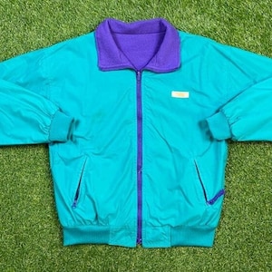 Vintage Columbia Reversible Jacket Windbreaker Fleece Size Medium M Hiking Winter Coat 1990s 90s 1=Warm