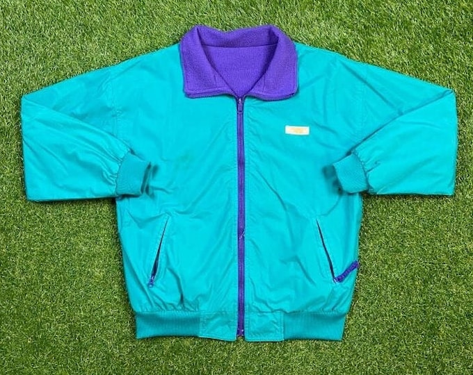 Vintage Columbia Reversible Jacket Windbreaker Fleece Size Medium M Hiking Winter Coat 1990s 90s 1=Warm