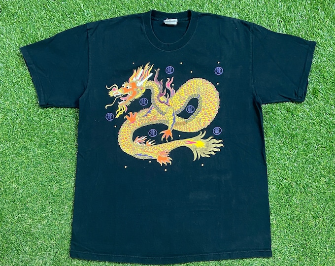 Vintage Dragon T Shirt Tee Lee Size Large L Fantasy Art Paper Chinese Dragon Chinese New Year 1990s 90s
