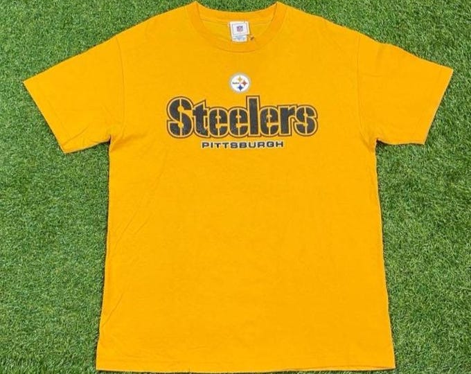 Vintage Pittsburgh Steelers T Shirt Tee Size Large L NFL Football Steel Curtains Pennsylvania 1990s 90s