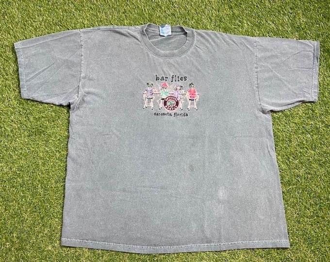Vintage Bar Flies Sarasota Florida T Shirt Tee Size XXL 2XL Bar Restaurant Night Life Alcohol Southwest FL Gulf Coast 1990s 90s