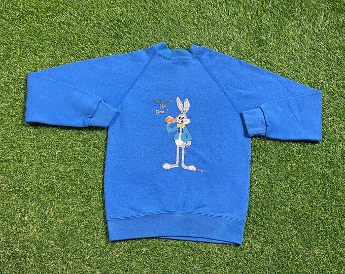 Vintage Bugs Bunny Crewneck Sweatshirt Kid Terrific Size Youth Large Looney Tunes Warner Bros Classic Cartoon 1990s 90s Pull Over Childs Kid