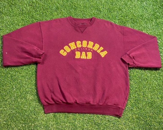 Vintage Concordia College Dad Crewneck Sweatshirt Size Medium M Law University Moorehead Minnesota Pull Over Oversized 1990s 90s