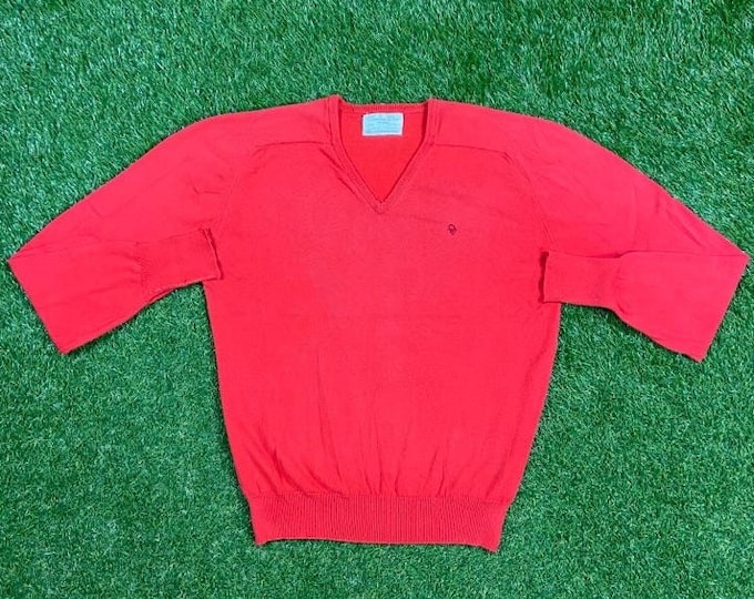 Vintage Christian Dior V Neck Sweater Size Large L 80s High Fashion Designer Paris New York Classic Original 1980s Soft Comfortable
