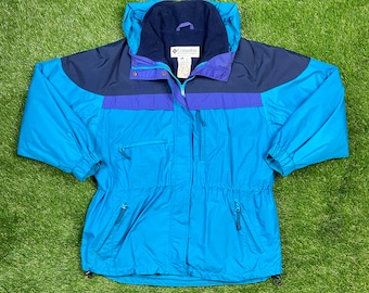 Vintage Columbia Winter Athletic Jacket Size Xtra Large XL Warm Zipper Jacket Windbreaker Raincoat 1990s Coat Puffer Puffy Hiking Coat