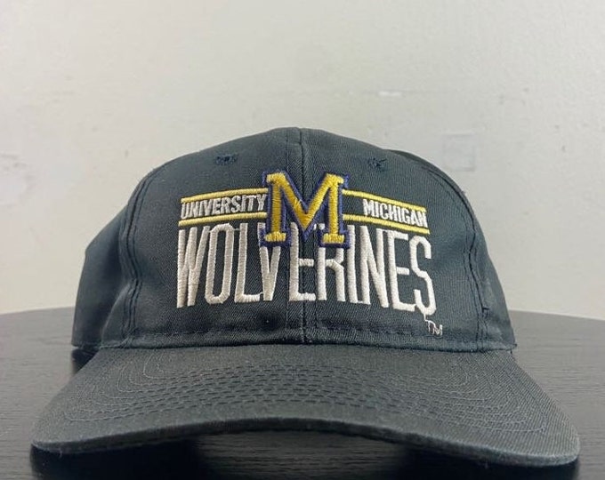 Vintage University of Michigan Wolverines Snapback Hat OSFA NCAA College Football Detroit 1990s 90s