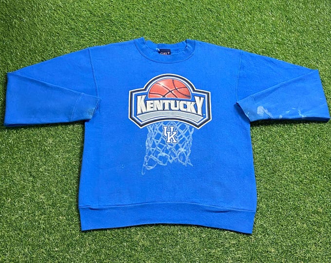 Vintage University of Kentucky Wildcats Crewneck Sweatshirt Made USA Size Large L NCAA College Basketball Lexington Big Blue Pull Over 90s