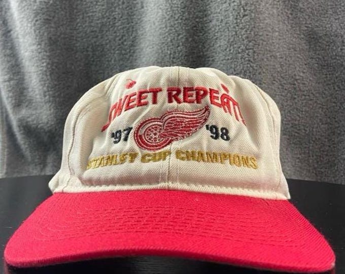 Vintage Detroit Red Wings Back to Back Stanly Cup Champions Snapback Hat OSFA NHL Hockey Michigan 1990s 90s