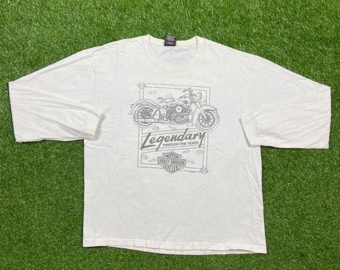 Vintage Harley Davidson Legendary Through the Years Long Sleeve T Shirt Tee Made USA Xtra Large XL Gators HOG Truckers Biker 1990s 90s