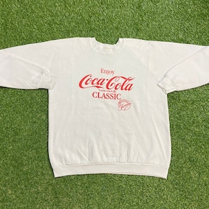 Vintage Coca Cola Coke Crewneck Sweatshirt Made USA Size XXL 2XL Classic Cola Soda Pepsi Soft Drink 1990s 90s Pull Over Oversized Comfy Cozy