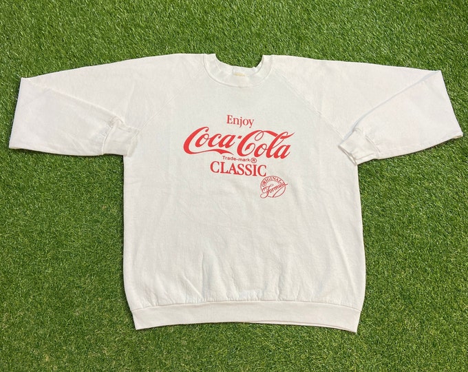 Vintage Coca Cola Coke Crewneck Sweatshirt Made USA Size XXL 2XL Classic Cola Soda Pepsi Soft Drink 1990s 90s Pull Over Oversized Comfy Cozy