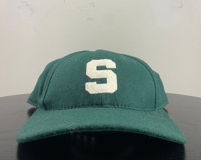 Vintage University of Michigan State Spartans Snapback Hat Legacy Made USA OSFA NCAA College Basketball Detroit Classic 1990s 90s